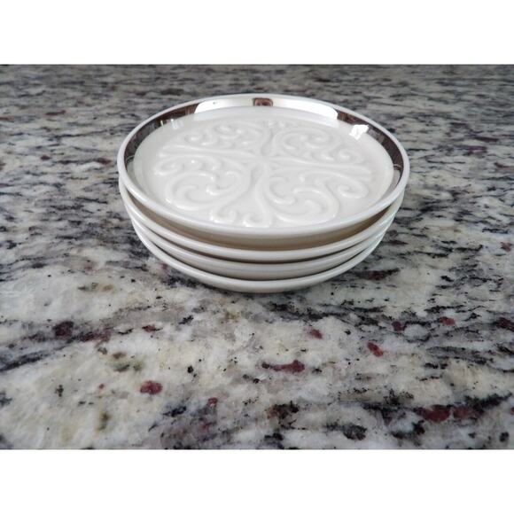 Lenox Coasters Seville Collection Platinum Trim 4" Set of 4 - Picture 6 of 6